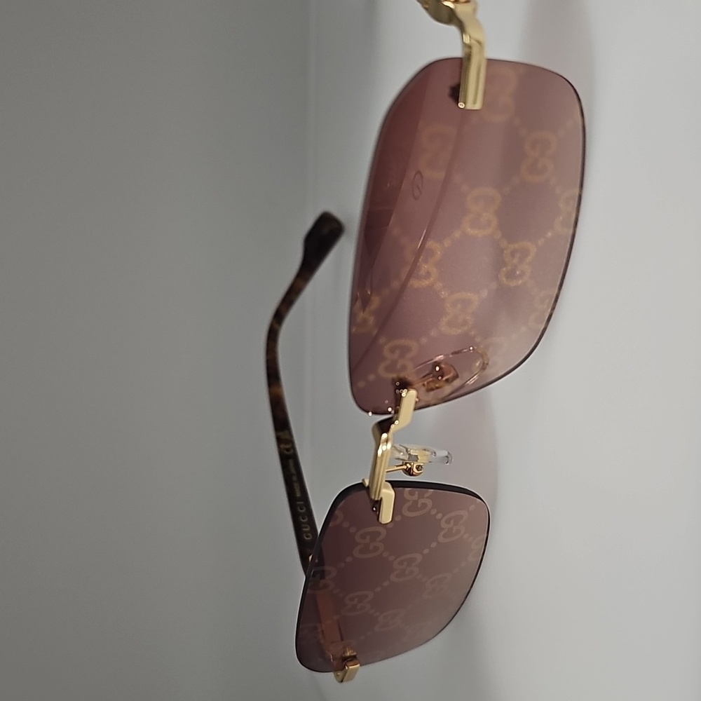GUCCI UNISEX GG1221S 004 GUCCI RIMLESS GG LOGO ON LENS SUNGLASSES - Picture 6 of 13